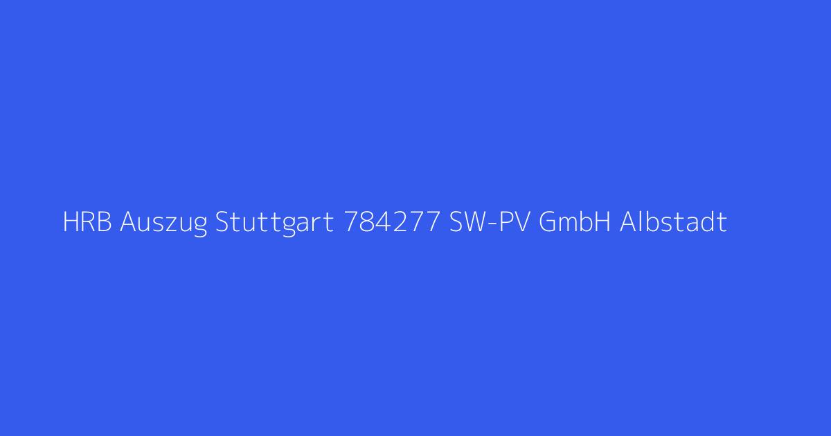 HRB Auszug Stuttgart 784277 SW-PV GmbH Albstadt